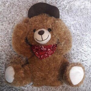 DAN DEE VINTAGE Cowboy Western peek a boo bear PLUSH Animated Teddy Bear